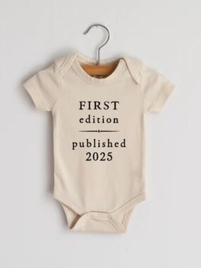 Organic First Edition Published 2025 infant one piece bodysuit onesie size 0-3 M